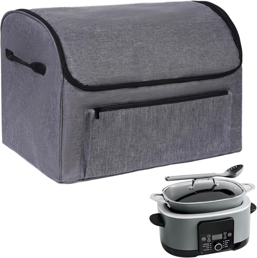 Slow Cooker Cover Bag for Ninja Foodi Possible Cooker Pro, Durable Dust Cover with Front Pocket Handle, Scratch Water Resistant, Gray