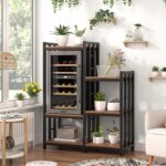 YCHF 6 Tier Kitchen Baking Rack, Multi-Function Storage Rack, Mini Fridge and Microwave Stand Table, Coffee Bar, Adjustable Kitchen Shelf Freestadning (Rusty Brown 02)