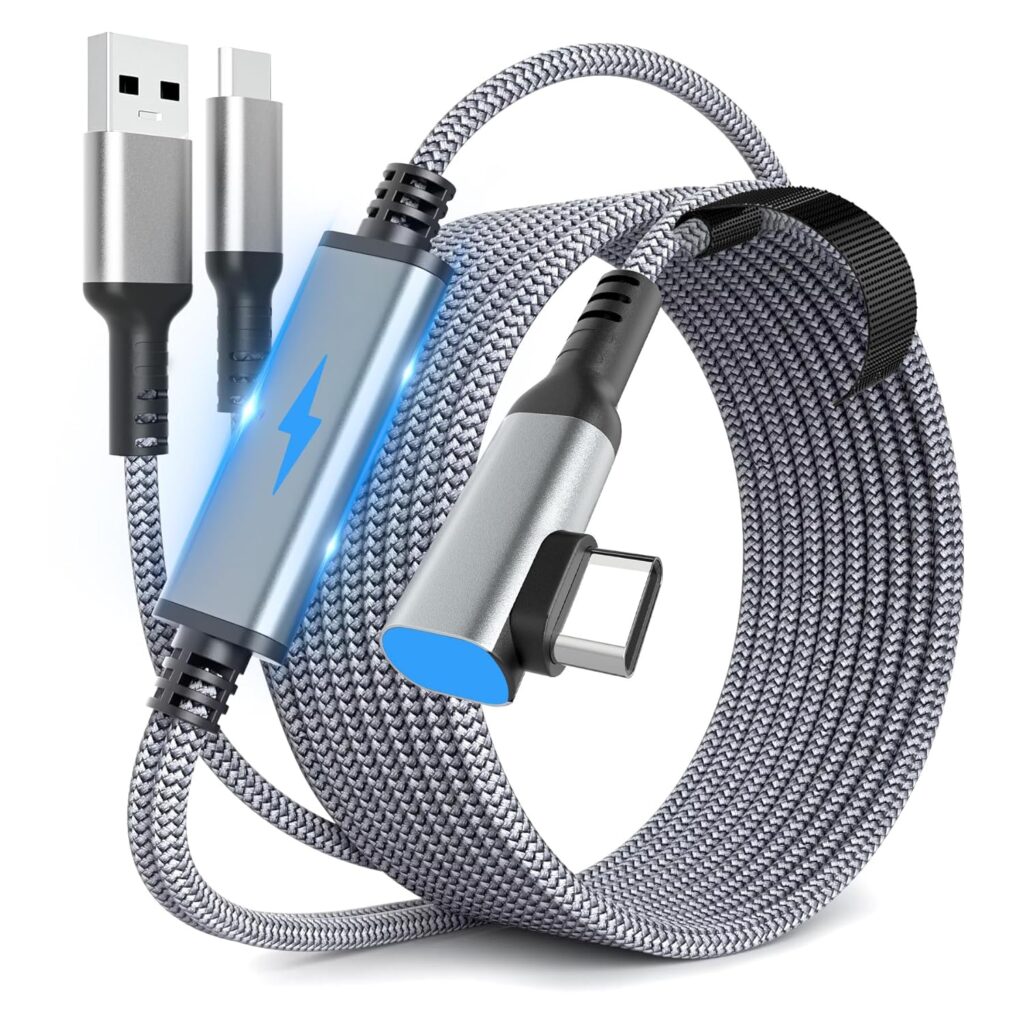 Link Cable for Meta/Oculus Quest 3s/3/2, 16FT Charging Cable Link, Connects Quest 3s and PC, 3 in 1 USB C Charging While Playing All Day, Providing Sufficient Power for VR Headsets (16FT)