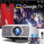 【1500Brightness】Dess Projector,Projector With Wifi 6 And Bluetooth, Movie Proyector with Electric Stand, Smart Projector Outdoor Projector,Auto Focus & Keystone, Native 1080P, High Contrast