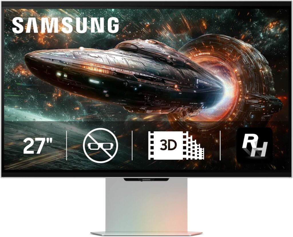 SAMSUNG 27-inch Odyssey 3D G90XF, 4K, 165Hz, Gaming Monitor, 1ms Response Time, AMD FreeSync Premium, Glasses-Free, Ergonomic Stand, LS27FG900XNXZA, 2025