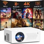 [2025 Built-in-Apps] PURSHE Smart Mini Projector with WIFI and Bluetooth, Full HD 1080P 4K Supported Portable Outdoor Movie Projector with Zoom, Home Cinema for Game/Phone/HDMI Devices (APP Version)