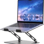 SOUNDANCE Laptop Stand for Desk, Portable Adjustable Laptop Riser, Ergonomic Design Computer Holder, Metal Laptop Mount Elevator Compatible with 10 to 15.6 Inches PC Computer, Black