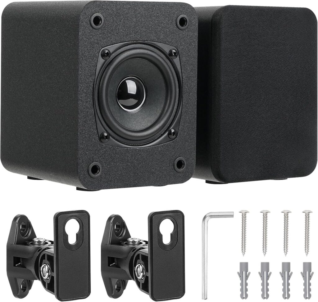 Saiyin Wall Mount Passive Speakers, Indoor Rear Surround Sound Speakers, Stereo Speakers for Midrange & High-Frequency, Passive Bookshelf Speakers for Home Theater, Receiver or Amplifier Required