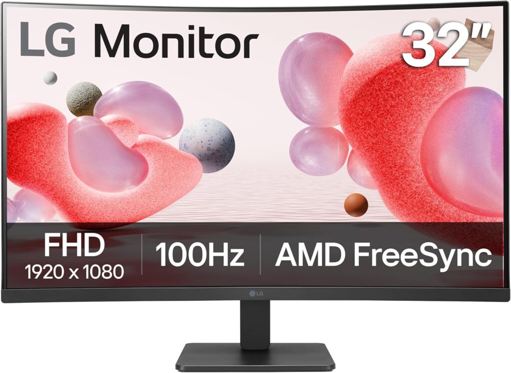 LG 32MR50C-B Curved Monitor 32-Inch FHD 100Hz AMD FreeSync OnScreen Control Dynamic Action Sync Black Stabilizer Tilt Stand (HDMI) – Black