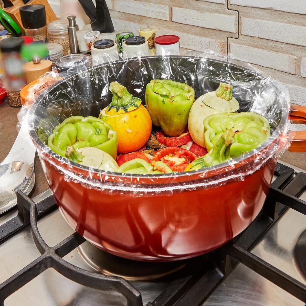 Maxdot 50 Pcs Disposable Slow Cooker Liners with Elastic Band Multi Use Cooking Pot Liners Fit 3 QT to 6.5 QT Large Slow Cooker Cooking Bags Suitable for Oval and Round Pots