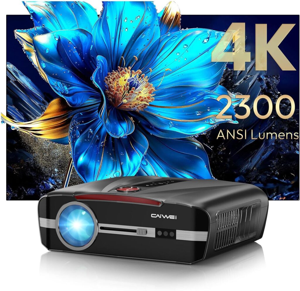 Daylight Projector 2300 ANSI Ultra HD 4K HDR10+ Daytime Smart Projector with Tof Autofocus HDMI ARC Short Throw Home Theater Projector with Wifi Bluetooth NFC Android TV LAN for Outdoor Movie Gaming