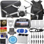 DJI Mini 4 Pro Drone Fly More Combo Plus with RC 2 Controller (With Screen) Folding Drone with 4K Video, Under 249g, 45 Mins Flight Time, Vision Sensing 3 Batteries Bundle with 128GB Memory Card, CPS 2 Year Warranty + Pilot Kit