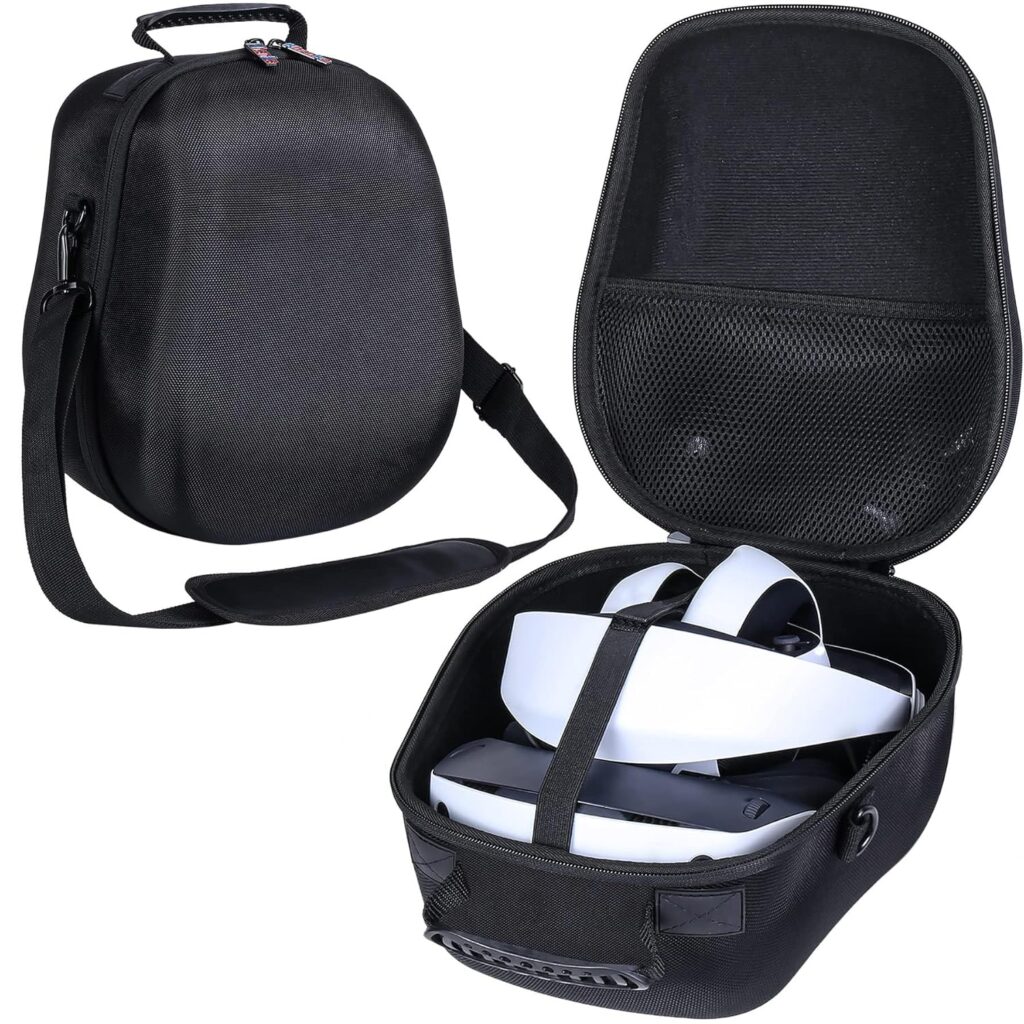 khanka Hard Travel Case Replacement for Sony PlayStation VR 2, Carrying Case with Shoulder Strap, Compatible for PSVR2 Controller and PSVR2 Headset (Black)
