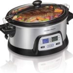 Hamilton Beach 33861 Portable Programmable Slow Cooker, Dishwasher Safe Crock, 6 Qt, FlexCook Dual Digital Timer/2 Heat Settings, Lid Lock for Easy Travel, Silver
