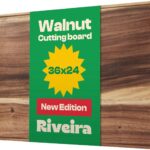 Riveira Walnut Cutting Board 36×24 – Professional Wood Cutting Board with Juice Groove – Extra-Large Chopping Board for Catering, Brisket, BBQ, Turkey – Durable Wooden Cutting Board & Butcher Block