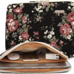 kayond Water-Resistant Canvas 13.3 Inch Laptop Sleeve-Black C Rose