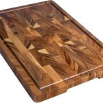 Walnut Wood Cutting Board for Kitchen, End Grain Chopping Board with Juice Groove, Heavy Duty Checkered Board for Cheese and Vegetables, Non-slip Feet 16.5″ x 11.6″ x 0.8″