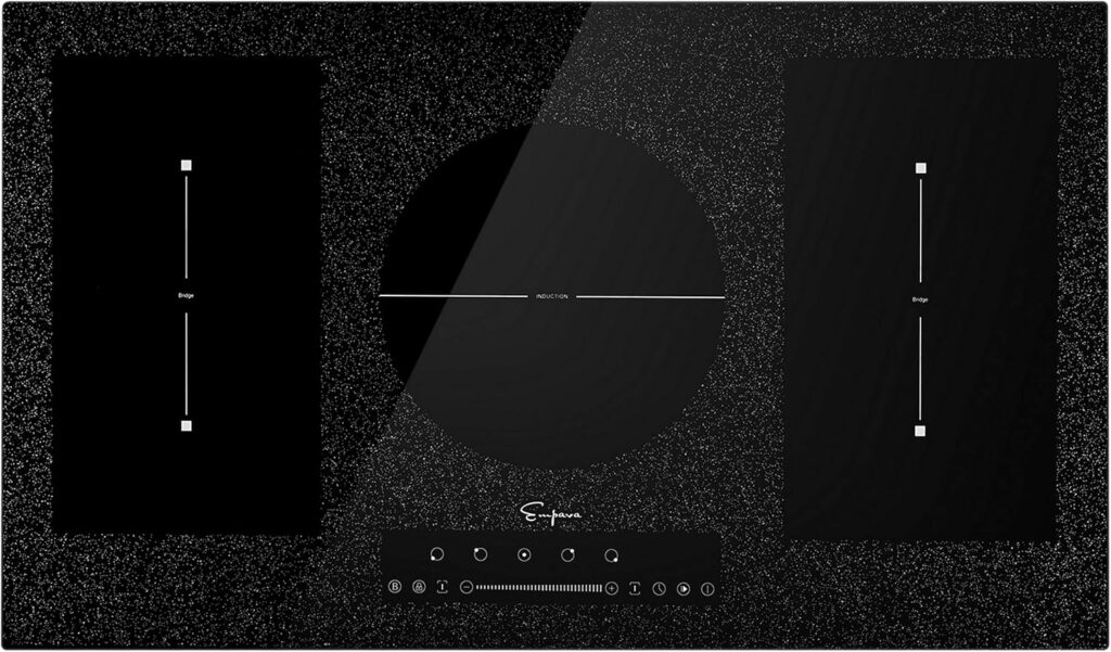 Empava 36” Electric Stove Induction Cooktop with 5 Booster Burners Including 2 Flexi Bridge Element in Black EMPV-IDCF9