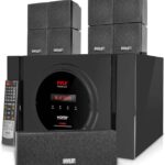 Pyle 5.1 Channel Home Theater Speaker System – 300W Bluetooth Surround Sound Audio Stereo Power Receiver Box Set w/ Built-in Subwoofer, 5 Speakers, Remote, FM Radio, RCA – PT589BT,Black