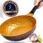 Diamond X Premium Non Stick Wok Pan – 11″ Large Flat Bottom Chinese Wok – Woks & Stir-fry Pans Nonstick – Titanium-Coated 8-Layered Korean Engineered Skillet for Frying, Oil-Free, PFOA-Free