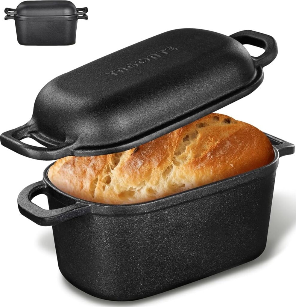 4.6 Quart Oval Dutch Oven for Bread Baking, Bread Oven for Sourdough, Cast Iron Bread Loaf Pan for Homemade Bread