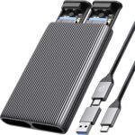 ORICO Dual M.2 NVMe SSD Aluminum USB3.2 Gen2 10Gbps, M.2 Type-C Docking Station for PCIe M-Key, B&M Key 2230/2242/2260/2280 SSD, Tool-Free, Up to 4TB