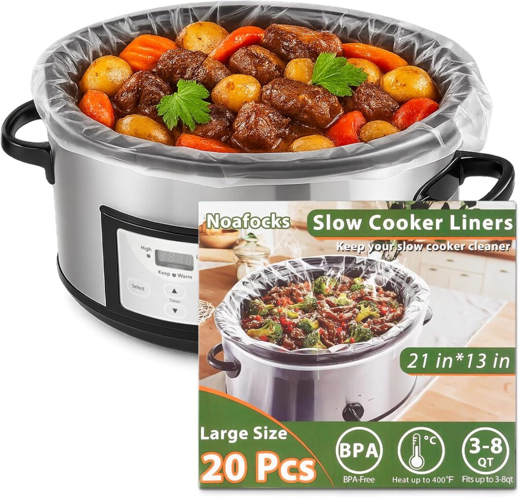 Slow Cooker Liners 3-8 Quarts Disposable Pot Liners 13″x21″ Mess-Free Cooking & BPA Free Cooking Bags Suitable for Oval & Round Pots High-Temperature Resistant Liners(20 Liners)