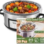 Slow Cooker Liners 3-8 Quarts Disposable Pot Liners 13″x21″ Mess-Free Cooking & BPA Free Cooking Bags Suitable for Oval & Round Pots High-Temperature Resistant Liners(20 Liners)