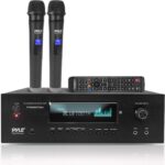 Pyle 1000W Bluetooth Home Theater Karaoke Receiver – 5.2-Ch Stereo Amplifier 2 UHF Wireless Microphone Video Pass-Through Supports, MP3/USB/HDMI/AM/FM Radio – Pyle PT888BTWM.5