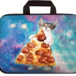 14 15 15.4 15.6 inch Laptop Handle Bag Computer Protect Case Pouch Holder Notebook Sleeve Neoprene Cover Soft Carrying Travel for Dell Lenovo Toshiba HP Chromebook ASUS Acer (Cute Pizza Cat)