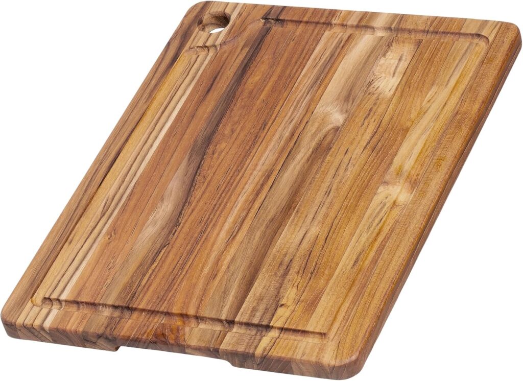 Teakhaus Teak Cutting Board – Rectangle Edge Grain Board With Corner Hole And Juice Canal (16 x 12 x .5 in.)