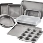 Circulon Total Nonstick Bakeware Set with Nonstick Bread Pan, Cookie Sheet, Baking Pan, Baking Sheet, Cake Pan and Muffin/Cupcake Pan – 10 Piece, Gray