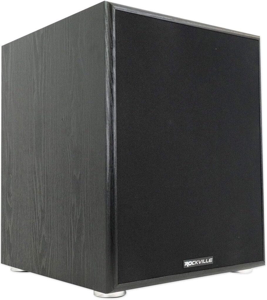 Rockville Rock Shaker 12 800W Powered Home Theater Subwoofer, Deep Bass, Adjustable Crossover, Compact Design, for Home Audio Enthusiasts