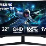 SAMSUNG 32″ Odyssey G55C Series QHD 1000R Curved Gaming Monitor, 1ms(MPRT), HDR10, 165Hz, AMD Radeon FreeSync, Eye Care, Glare Free, Sharp Resolution LS32CG550ENXZA