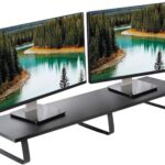 VIVO 39 inch Extra Long Monitor Stand, Wood & Steel Desktop Riser, Dual Screen, TV, Keyboard, Laptop, Ergonomic Desk and Tabletop Organizer, Black, STAND-V000DL