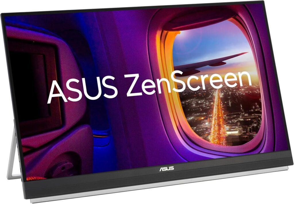 ASUS ZenScreen 27” 1440P Transportable Monitor (MB27ACF) – QHD (2560 x 1440), IPS, 100Hz, USB-C PD 70W, Speakers, Carrying Handle, Kickstand, C-clamp, Sub-woofer, 2.1 Channel Audio, 3 yr Warranty