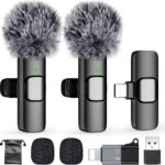 PoP voice USB C Mini Wireless Lavalier Microphone for iPhone/Android, Lapel Mic with Noise Reduction, Lav Mic for Video Recording, Tiny Microphone Content Creator Interview for Tiktok, YouTube, Vlog