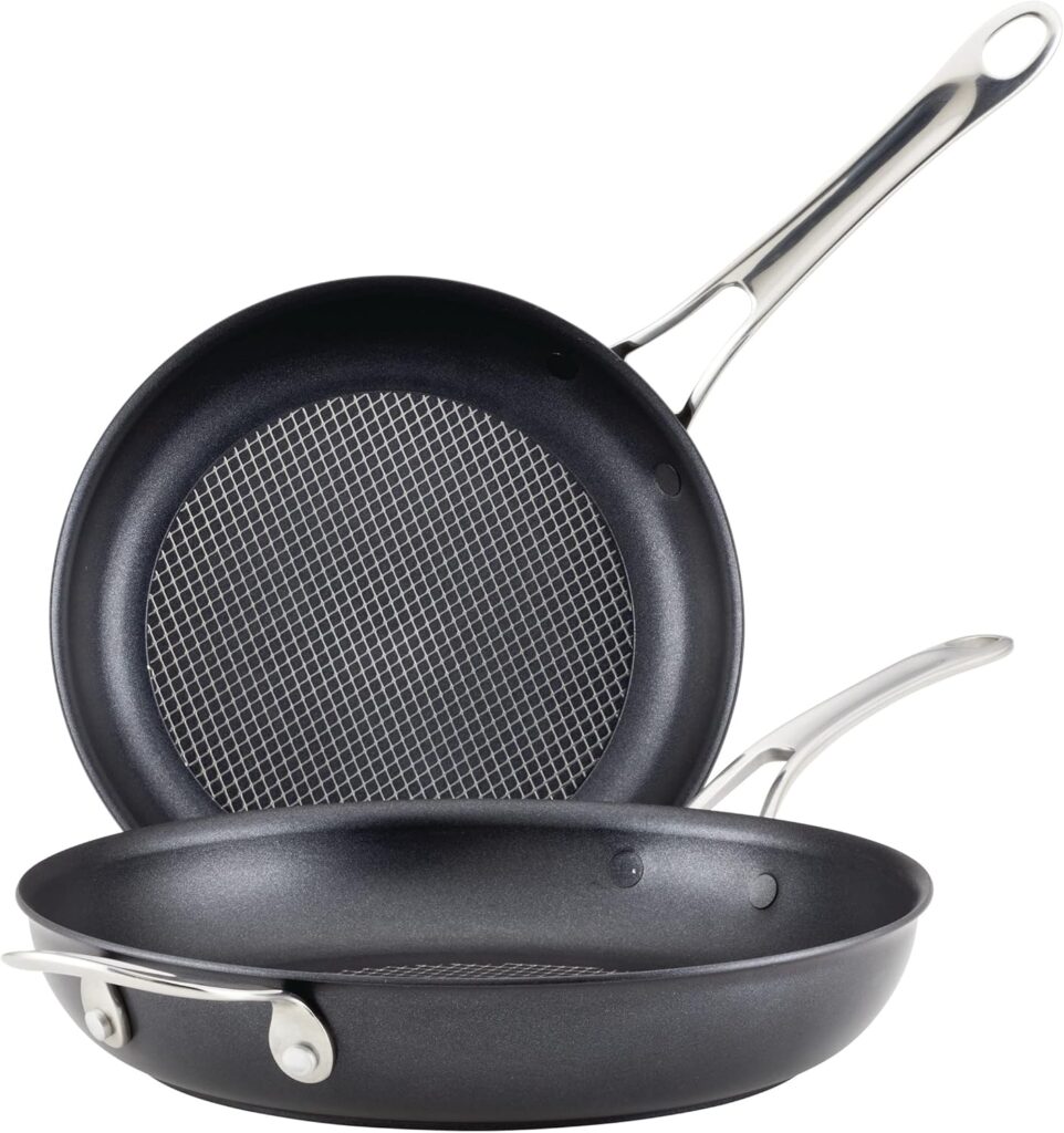 Anolon X Hybrid Nonstick Induction Frying Pans/Skillet Set, 10 Inch and 12 Inch, Dark Gray