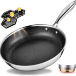 11″ Non Stick Frying Pans, Stainless Steel Pan, Ceramic Skillet with Stay-Cool Handle, Non Toxic, PFAS PFOA PTFE Free, Dishwasher Safe, Induction, Compatible with All Cooktops