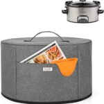 Luxja Slow Cooker Cover (Aluminum Foil Lining), Dust Cover Fits Most 6-8 Quart Oval Slow Cooker, Gray