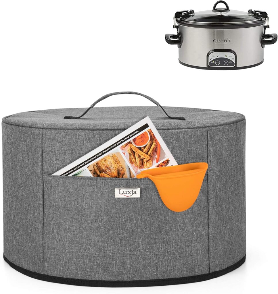 Luxja Slow Cooker Cover (Aluminum Foil Lining), Dust Cover Fits Most 6-8 Quart Oval Slow Cooker, Gray