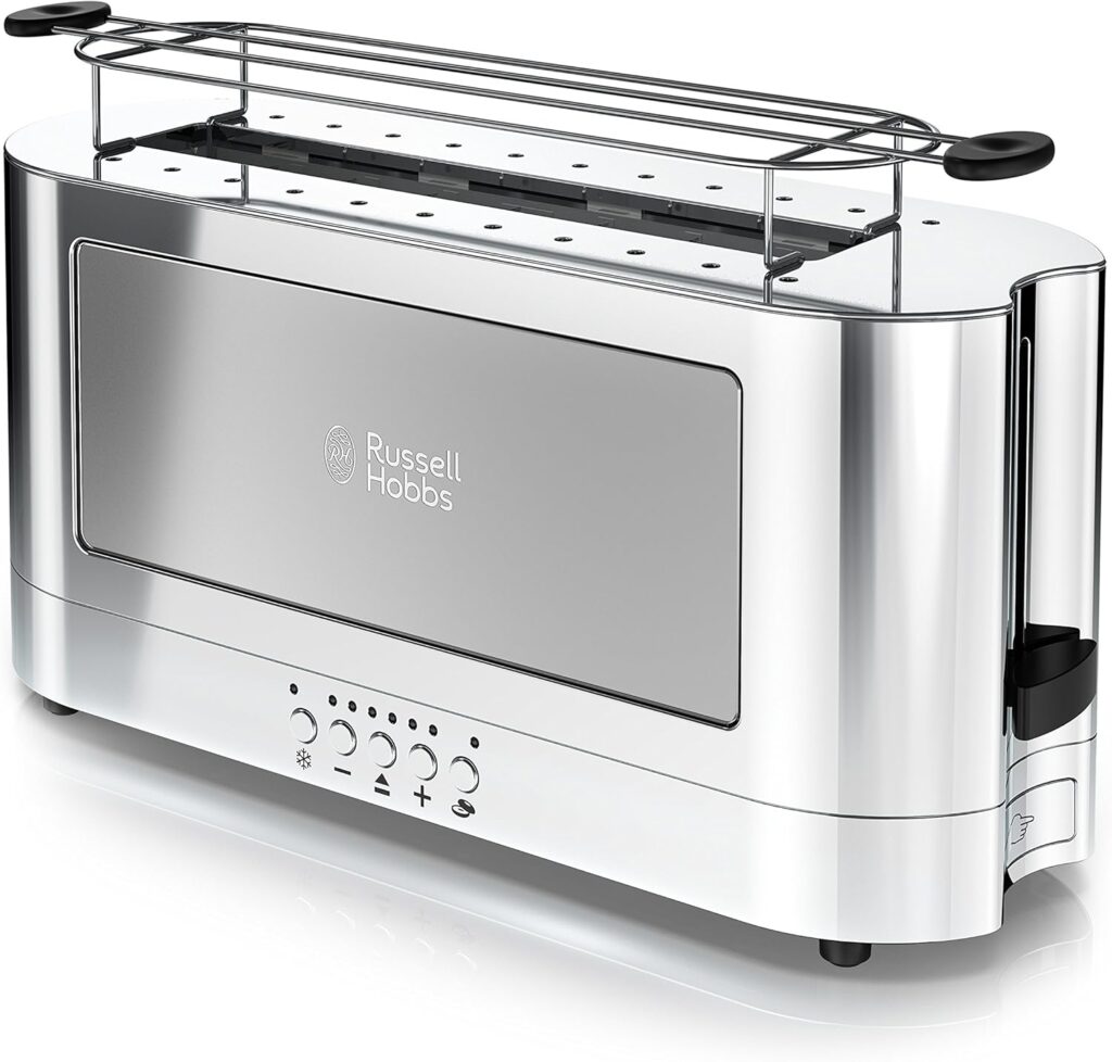 Russell Hobbs TRL9300GYR 2-Slice Glass Accent Long Toaster, Silver