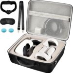 Hard Carrying Case for Quest 3/ Quest 3S/ for Quest 2 All-in-One VR Gaming Headset and Touch Controllers, Travel Storage Bag with Silicone Face Cover & Lens Protector & Accessories
