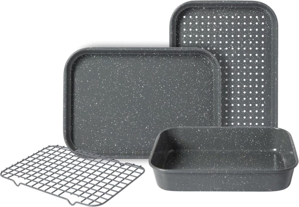 Oster Greystone Premium PFA Free Non-stick 4 Piece Toaster Oven Carbon Steel Bakerware Set