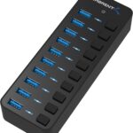 SABRENT 10-Port 60W USB 3.0 Hub with Individual Power Switches and LEDs, Includes 60W 12V/5A Power Adapter (HB-BU10)
