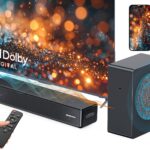 2.1 ch Soundbar with subwoofer, Dolby Digital 100W Sound Bars TV Speaker Home Theater Audio Surround Sound System, HDMI eARC/Bluetooth/DSP/Remote Control External Speakers for Smart TVs