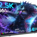 16” 2.5K 144Hz Portable Gaming Monitor for Laptop, 2560P×1440P IPS Screen with HDR, 1000:1 FreeSync, Ultra Slim & Eye Care,Travel Monitor External Screen for Laptop, PC, PS5, Mac, Xbox