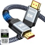 Highwings 8K 10K 4K HDMI Cable 48Gbps 6.6FT/2M, Certified Ultra High Speed HDMI Cable Braided Cord-4K@120Hz 8K@60Hz, DTS:X, HDCP 2.2 & 2.3, HDR 10 Compatible with Roku TV/PS5/HDTV/Blu-ray