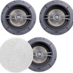 OSD Audio ACE870 3‑Pack 8″ Angled Trimless LCR in‑Ceiling Speakers – 175 W Carbon‑Fiber Woofer, Pivoting Tweeter, Dolby Atmos® Ready