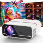 [Auto Focus/Keystone] DBPOWER Projector 4K with 5G WiFi and Bluetooth, 600ANSI FHD Native 1080P Outdoor Movie Projector with 4P4D/PPT/Zoom, Mini Home Projector Compatible w iOS/Android/HDMI/TV Stick