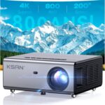 Outdoor Projector, [Portable with Bag] KSAN 200” Movie Projector with WiFi and Bluetooth, Native 1080P Full HD, 5W Speaker with Dolby, Video Projector Home Theater Compatible with Phone/TV Stick/PC