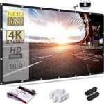 120 inch Projector Screen 16:9 Foldable Anti-Crease Portable Projector Movies Screens for Home Theater Outdoor Indoor Support Double Sided Projection