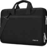 MOSISO 360 Protective Laptop Shoulder Bag Compatible with MacBook Air 15 M4 A3241 M3 A3114 M2 A2941/Pro 16 inch M4 M3 M2 M1, 15-15.6 inch Notebook,Matching Color Sleeve with Belt, Black