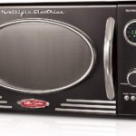 Nostalgia RMO4BK Retro 0.9 Cubic Foot 800-Watt Countertop Microwave Oven, 5 Power Levels and 12 Cook Settings, LED Display, Jet Black